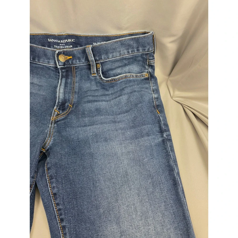 Banana Republic Travel Jeans Mens 33x34 Slim Fit Blue Denim Stretch Pants